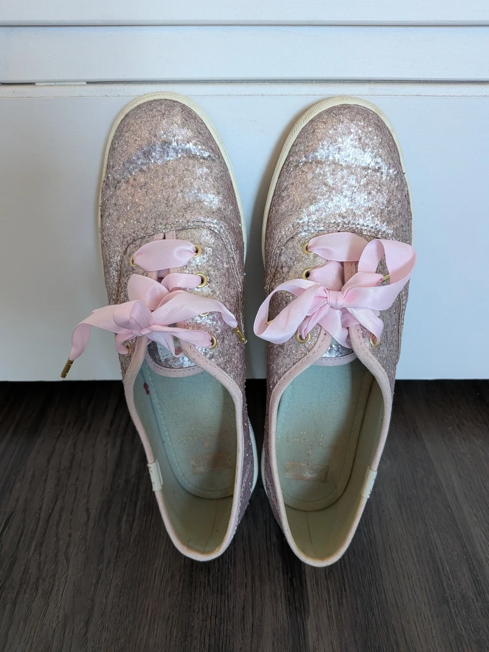 kate spade Pink Sequin Ribbon Lace Keds Sneakers